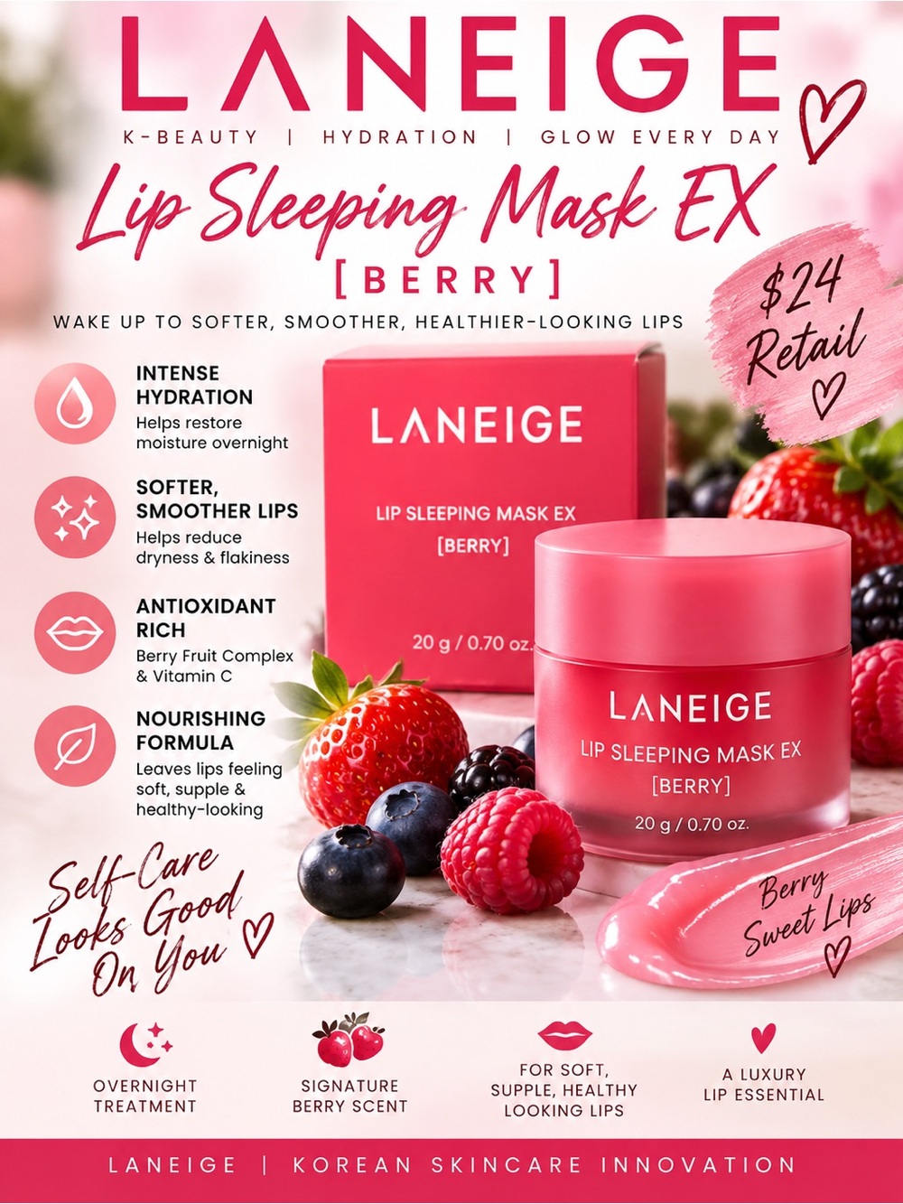 LANEIGE Lip Sleeping Mask EX - Berry Pink